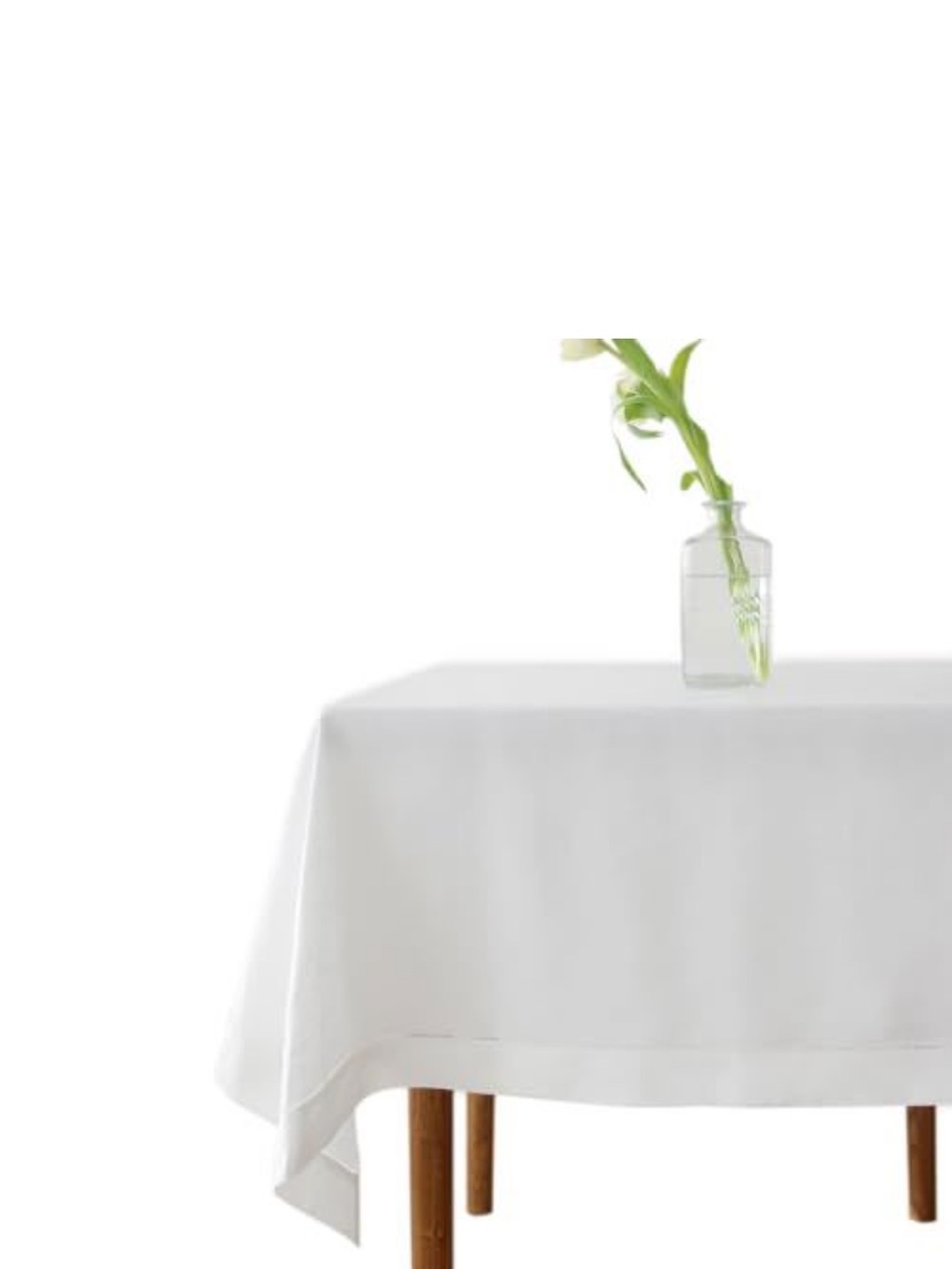 NEW Hemstitch Linen White Tablecloth - Rectangular Handcrafted 90 x 126”